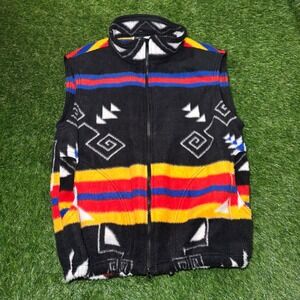 Stark Vintage Fleece Vest Mens Medium Aztec Southwestern Full Zip Made in USA